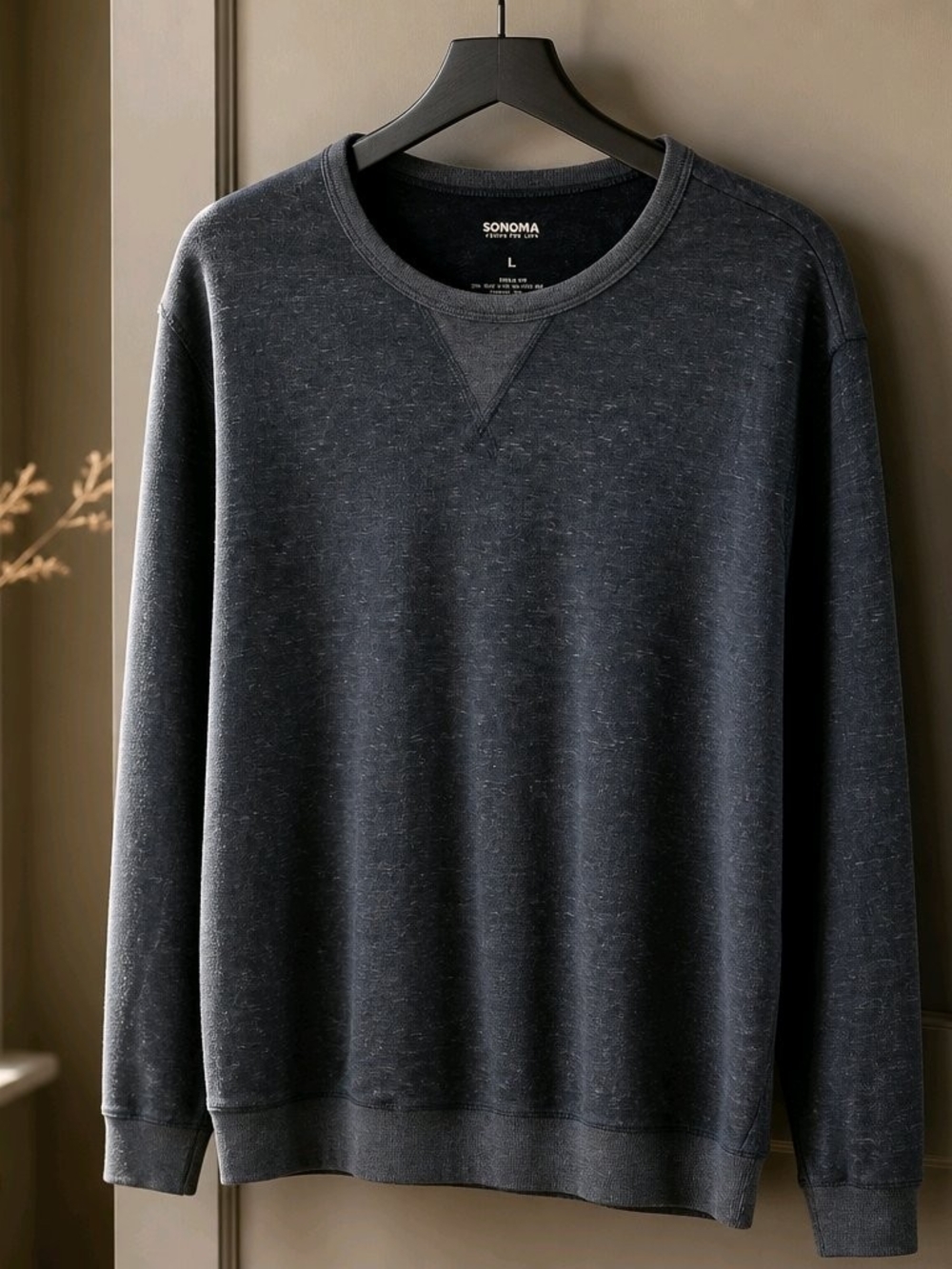 Sonoma Men's Heathered Charcoal Crewneck Sweater